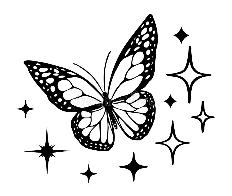 butterfly silhouette stars stock vector illustration of flower 228081313