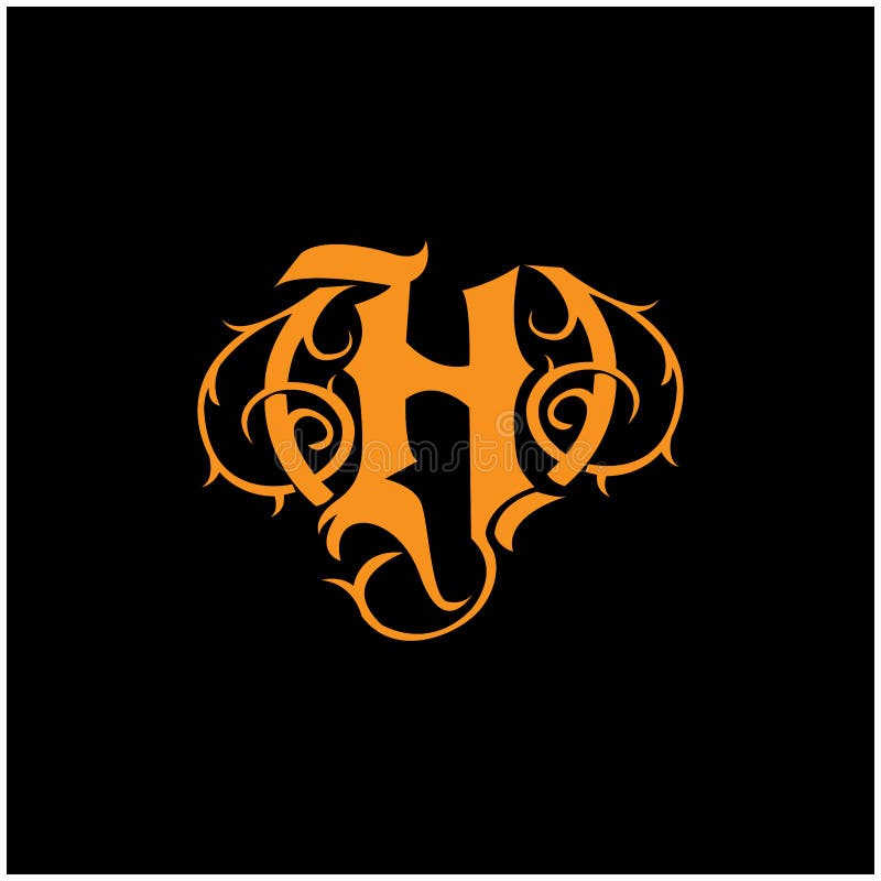 Letter H Tattoo Design Logo Vector Stock Vector - Illustration of  calligraphy, flower: 237939680