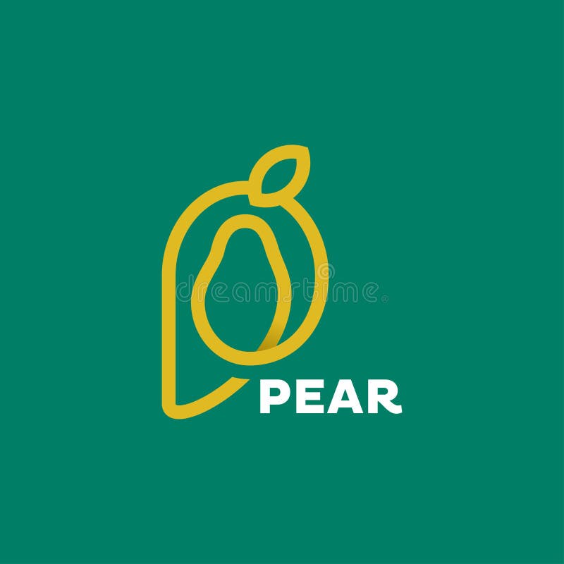 Modern initial letter P inside pear fruit logo. simple icon, template design. Letter p pear vectors