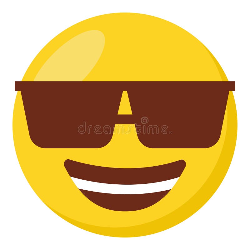 Sunglasses Face Expression Character Emoji Flat Icon. Stock Vector
