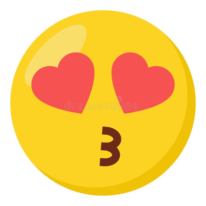 Heart Eyes Face Expression Character Emoji Flat Icon. Stock Vector
