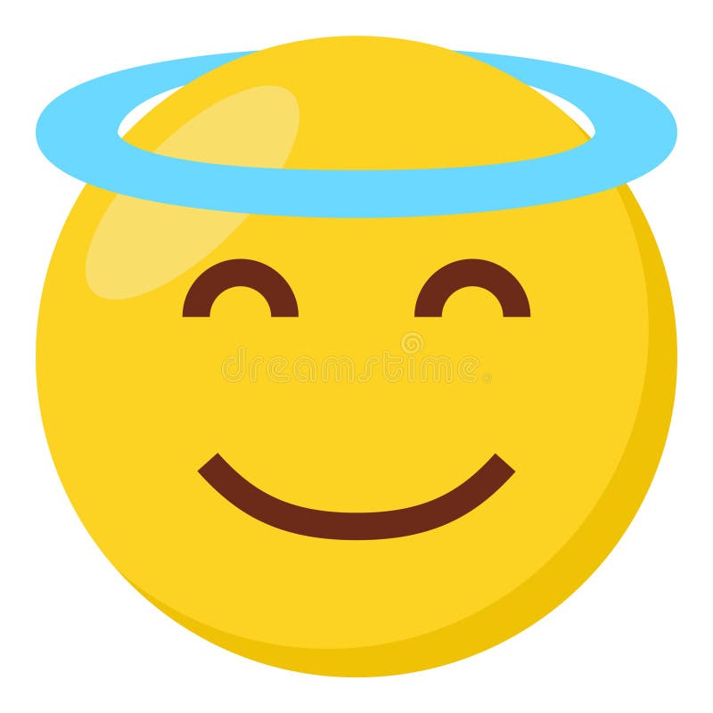 Halo Face Expression Character Emoji Flat Icon. Stock Illustration