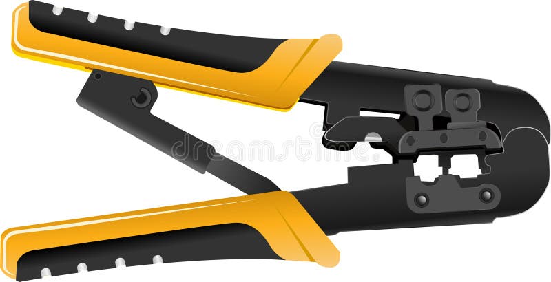 Crimping tool for rj45 for network connection tool vector illustration