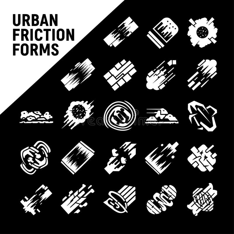 Urban Friction Forms Collection - Abstract Geometric Shapes stock illustration