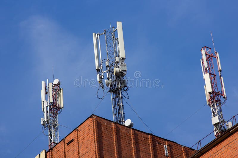 Mobile Antennas on Buildings Stock Image Image of digital, urban