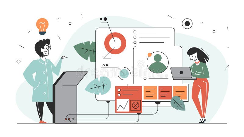 Mobile app development concept. The modern technology. Modern technology and smartphone interface design. Application building and programming. Usability testing. Flat vector illustration.