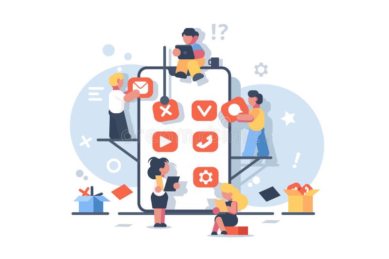 Mobile application development creative design. vector illustration