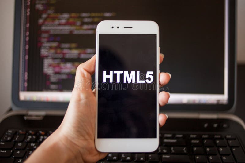Mobile application development, HTML5 programming language for mobile development. stock images