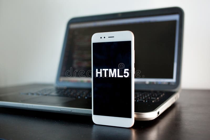 Mobile application development, HTML5 programming language for mobile development. stock images