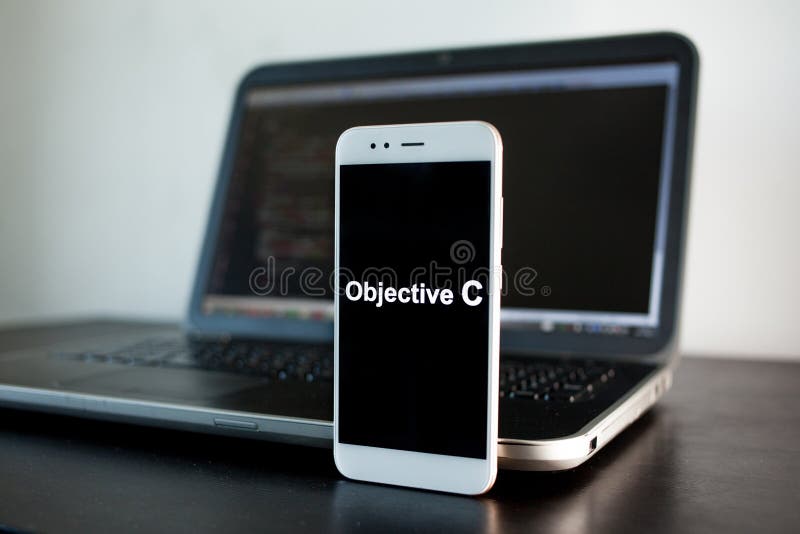 Mobile application development, Objective C programming language for mobile development. stock photo
