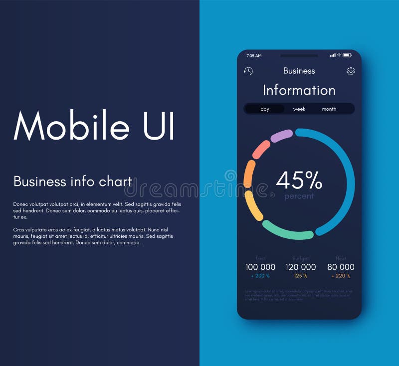 Mobile application interface. Ui design, vector illustration royalty free illustration