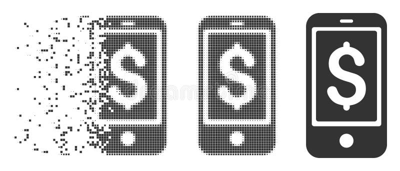 Mobile Balance Decomposed Pixel Halftone Icon stock illustration