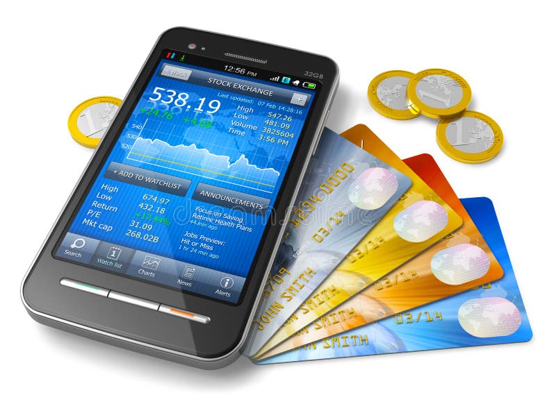 Bancario un magazzino scambio il mercato applicazione, gruppo da colore credito carte un d'oro monete isolato su sfondo bianco.