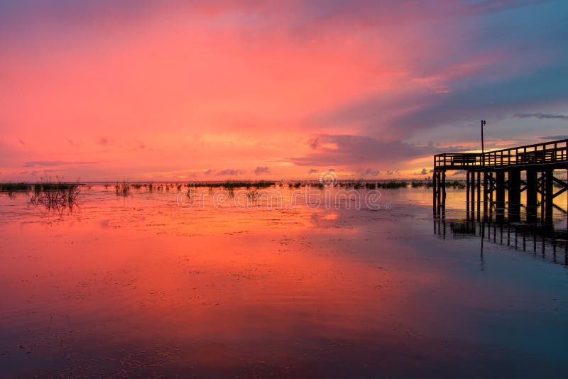 Mobile Bay at Sunset in September of 2021 Stock Image - Image of dock ...