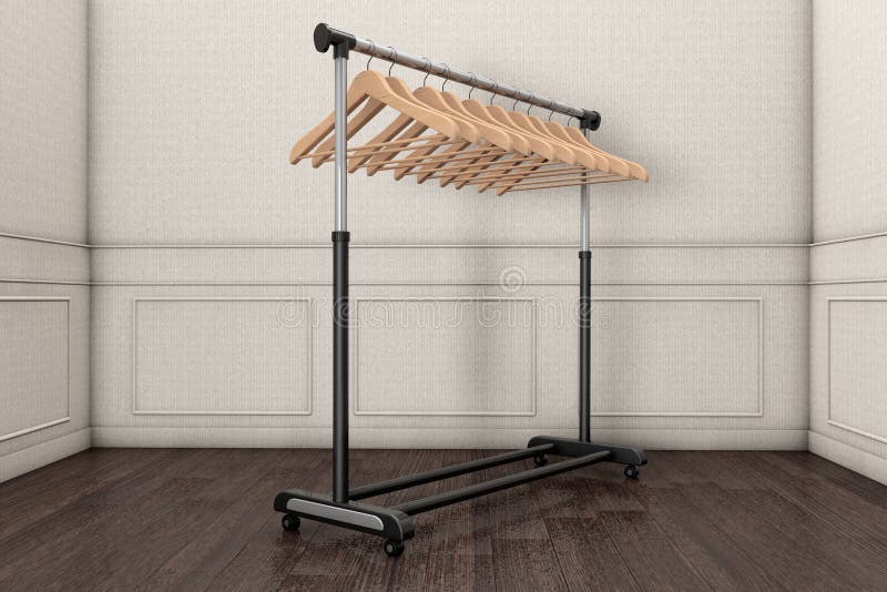 Mobile Black Coat Rack with Hangers Stock Illustration Illustration
