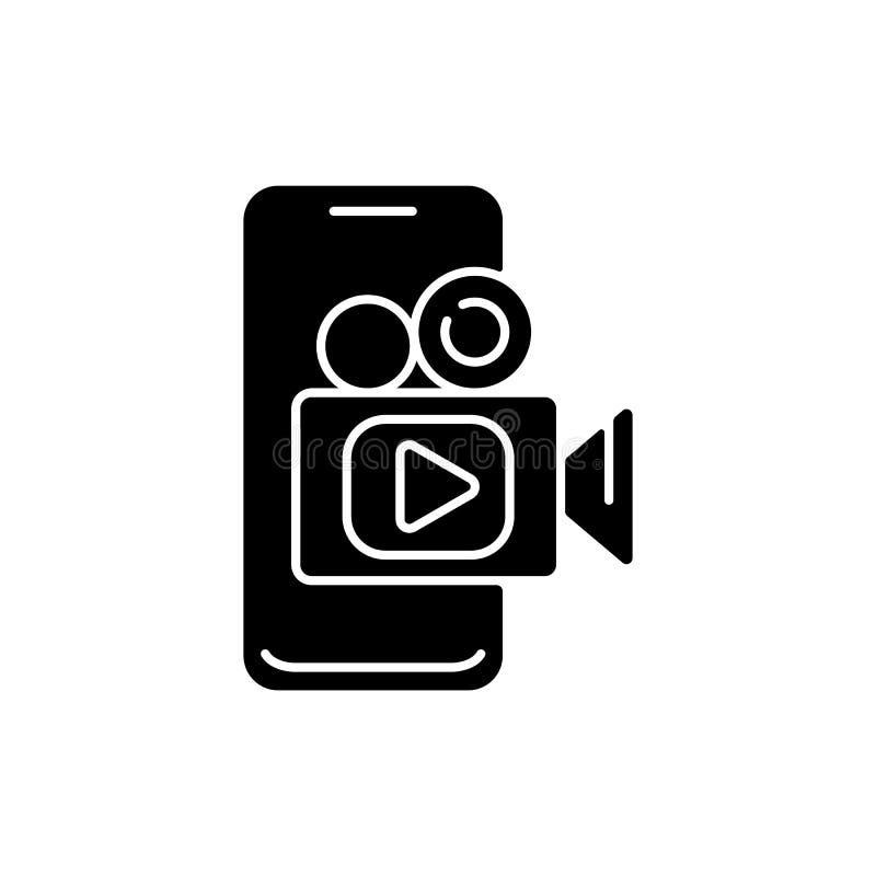 Mobile broadcast black glyph icon vector illustration