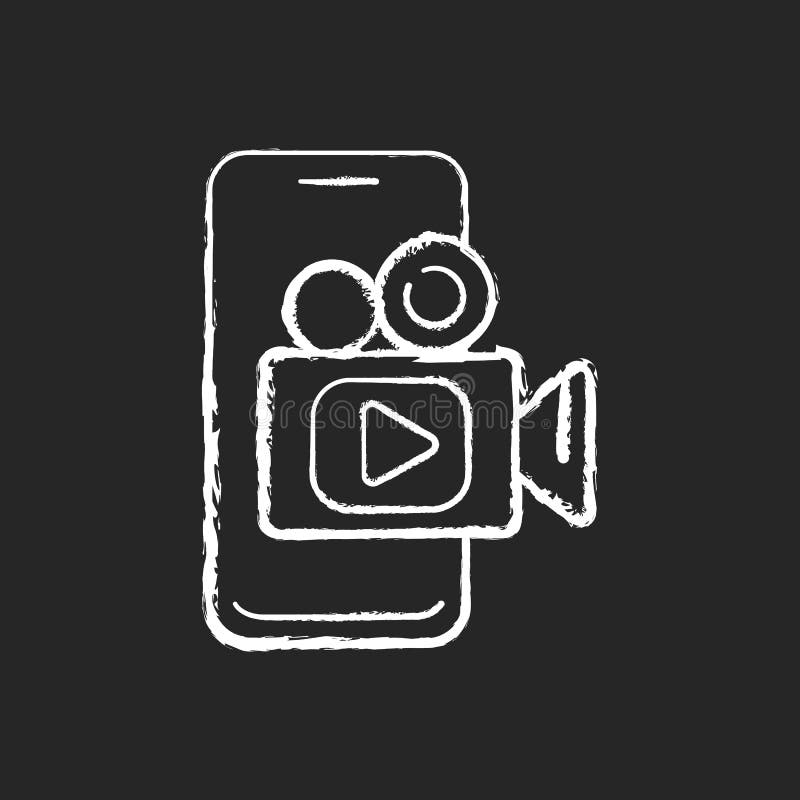 Mobile broadcast chalk white icon on black background stock illustration