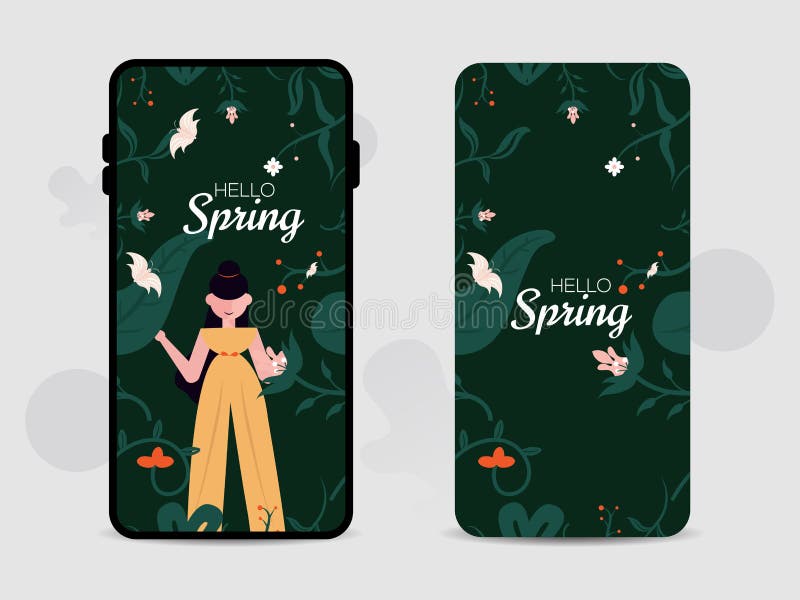 Mobile Cell Phone Seamless Screen, Wallpaper, and Back Cover Design for  Hello Spring Stock Vector - Illustration of cover, flat: 184383528