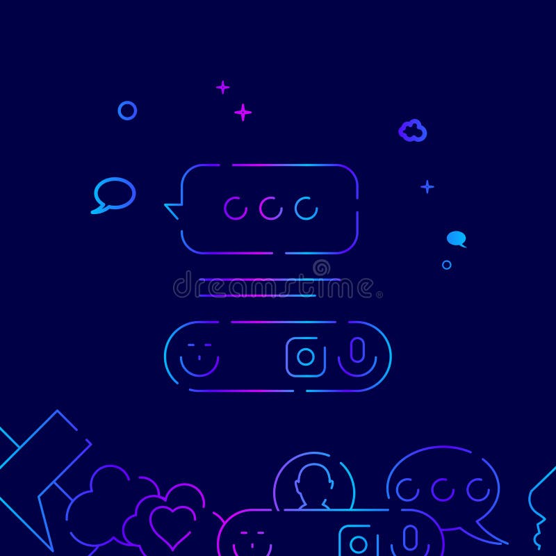 Mobile Chat Design Vector Line Icon, Illustration on a Dark Blue