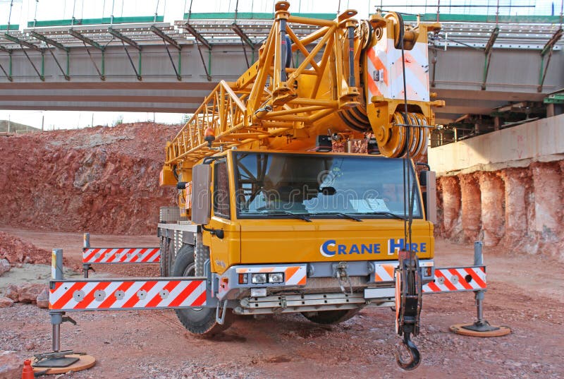 Mobile Crane Under a Bridge Editorial Photo Image of crane, roadworks