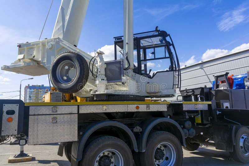 Hydraulic Foot of the Crane. Extended Side Truck Outrigger Stabilizer