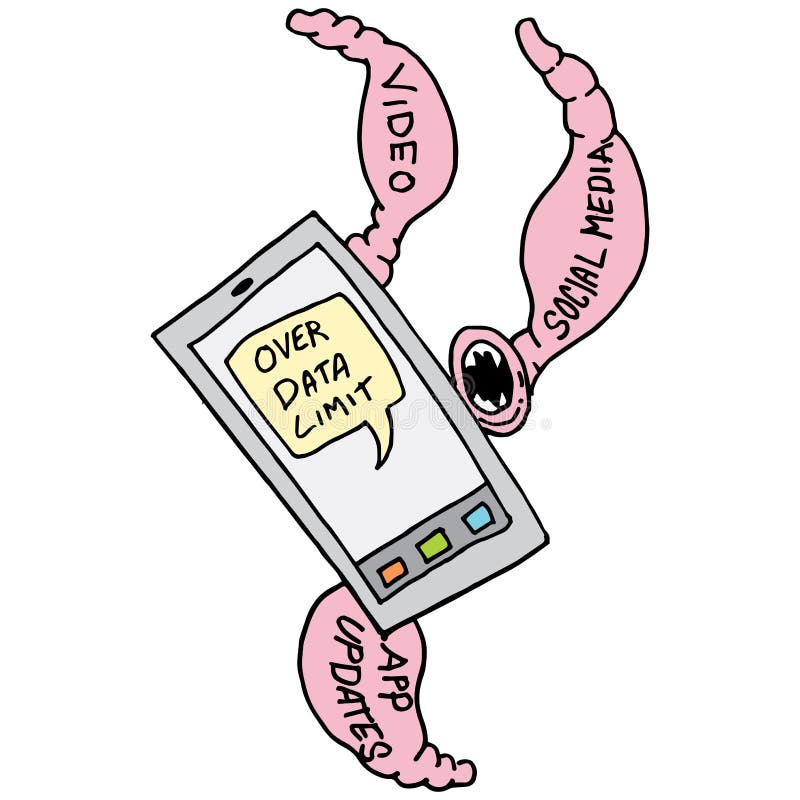 Mobile data limit exceeded the leeches stock illustration