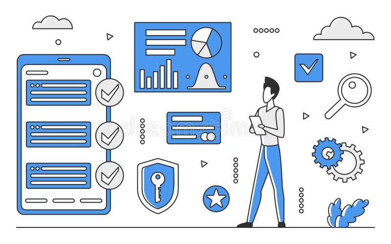 Mobile data monitoring stock illustration