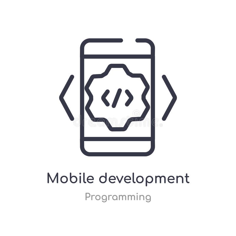 mobile development outline icon. isolated line vector illustration from programming collection. editable thin stroke mobile vector illustration mobile development outline icon. isolated line vector illustration from programming collection. editable thin stroke mobile vector illustration