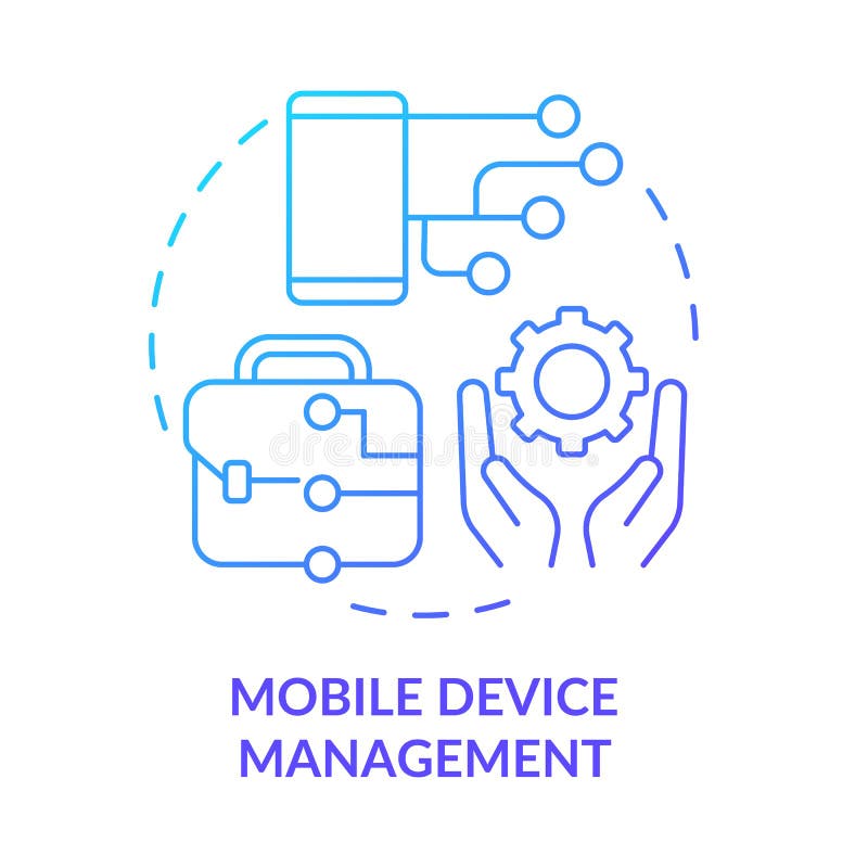 Mobile device management blue gradient concept icon royalty free illustration