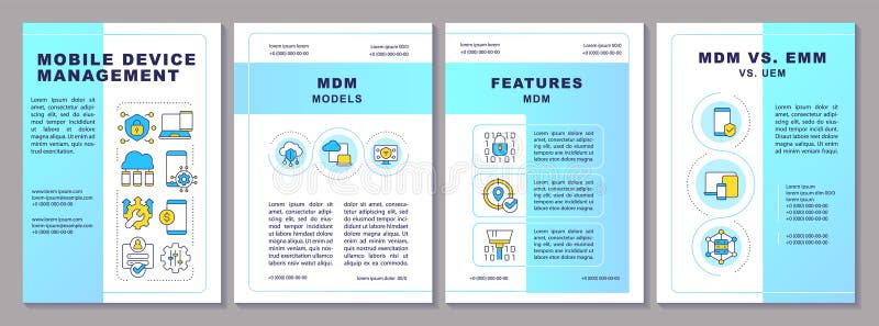 Mobile device management brochure template vector illustration