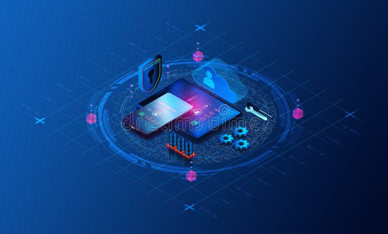 Mobile Device Management Concept - MDM - 3D Illustration royalty free illustration