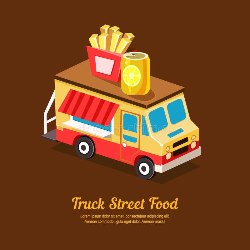 Mobile Food Truck. Van with Pizza. Vector Illustration. Stock Vector ...