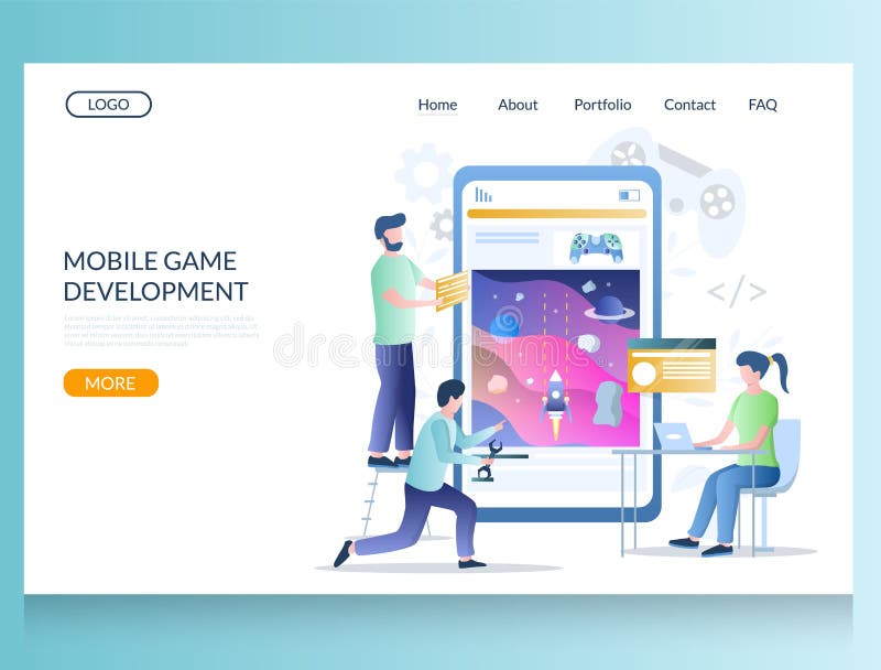 Game landing page home and online playing concept Vector Image