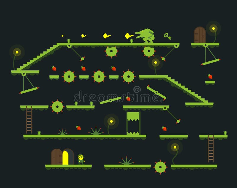 Mobile game level platform interface stock illustration