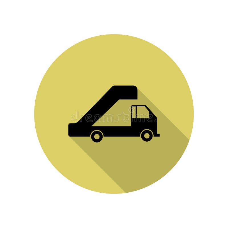 Mobile gangway for aircraft long shadow icon. Simple glyph, flat vector of Airport icons for ui and ux, website or mobile stock illustration