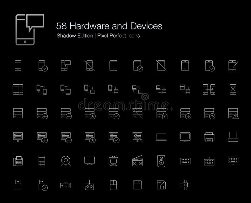 Mobile Icons Computer and Server Set for Black Background stock illustration Mobile Icons Computer and Server Set for Black Background stock illustration