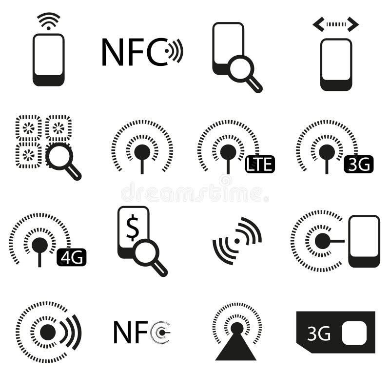 Mobile Network Signal Icon with Antena in Black. Vector on Isolated