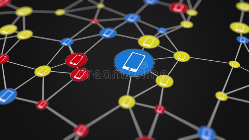 Mobile network model. 3D rendering royalty free illustration