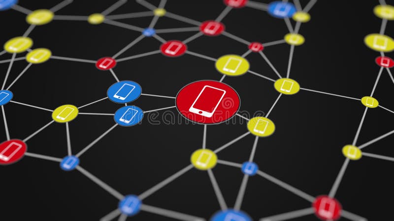Mobile network subscribers activity, 3D rendering stock illustration
