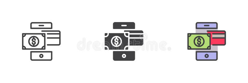 Mobile Payments different style icon set royalty free illustration
