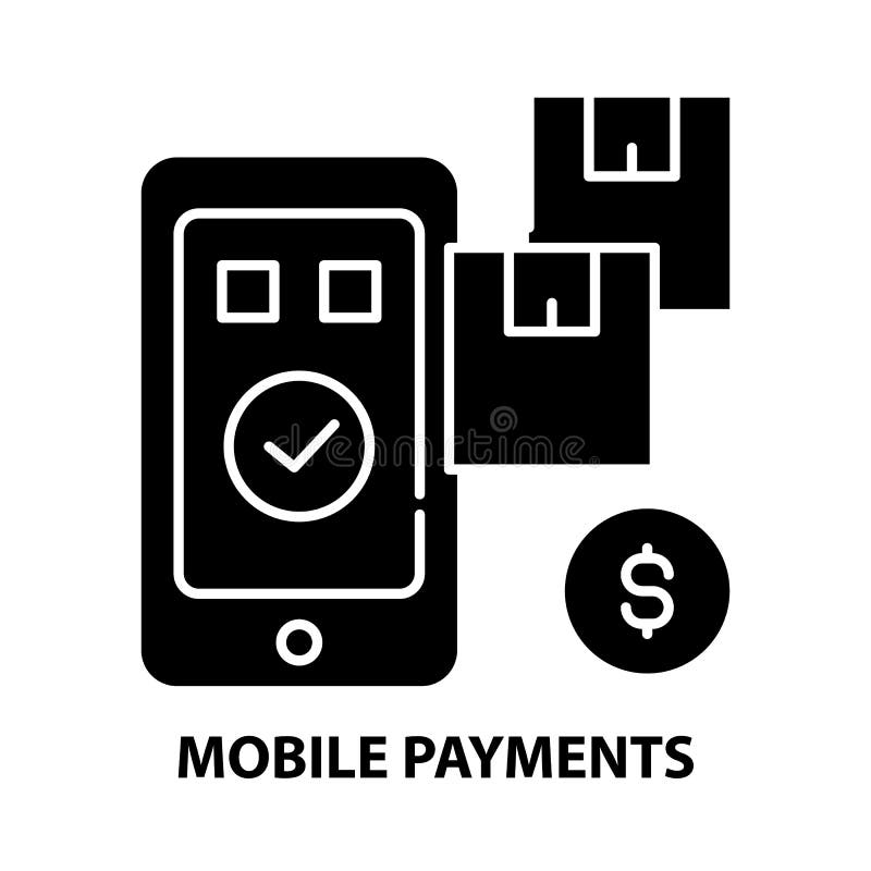 Mobile payments icon, black vector sign with editable strokes, concept illustration royalty free illustration