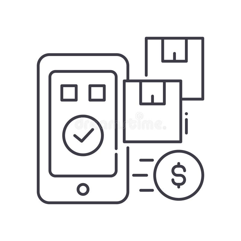 Mobile payments icon, linear isolated illustration, thin line vector, web design sign, outline concept symbol with stock illustration