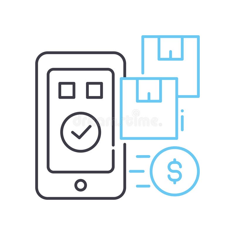 Mobile payments line icon, outline symbol, vector illustration, concept sign royalty free illustration