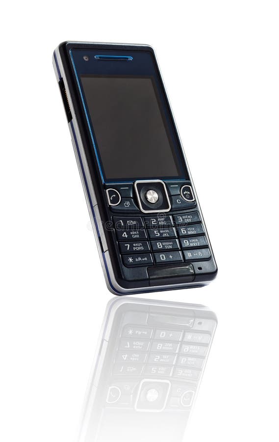 Jedna černá mobilní telefon, izolovaných na bílém pozadí.