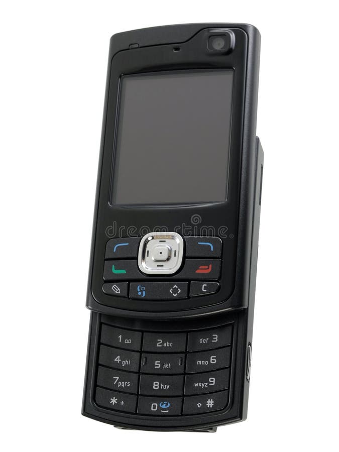 3G mobile phone isolated, black mobile phone