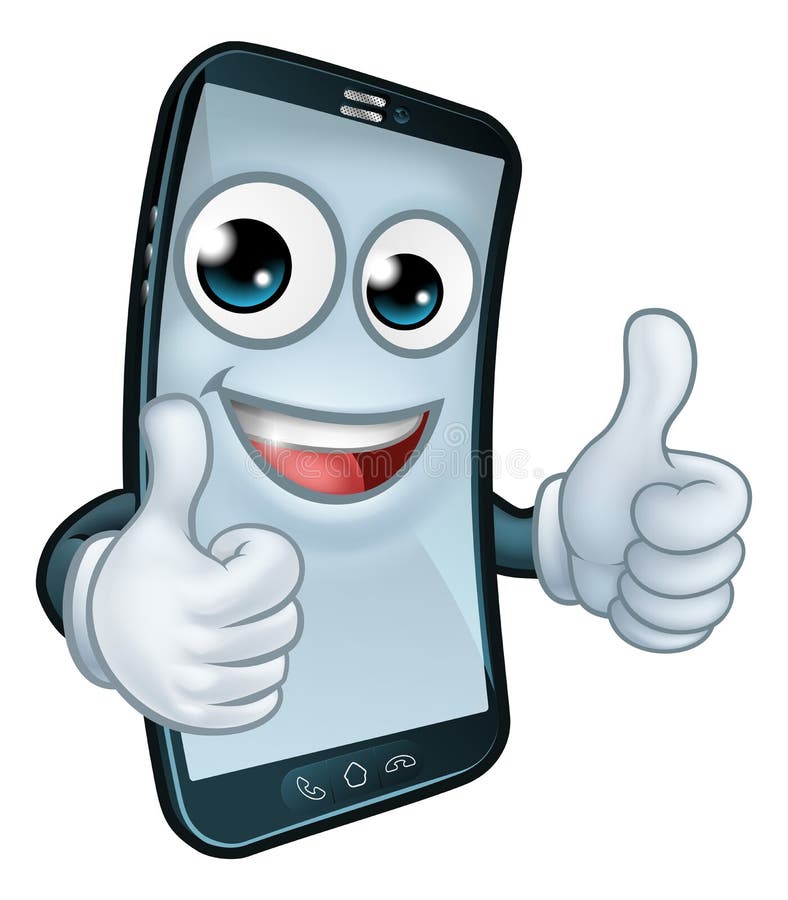 Mobile Phone Thumbs Up Cartoon Mascot Stock Vector - Illustration of