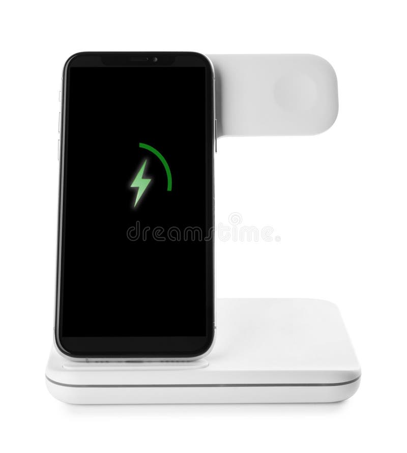 Mobile Phone Charging With Wireless Pad On White Stock Photo Image of