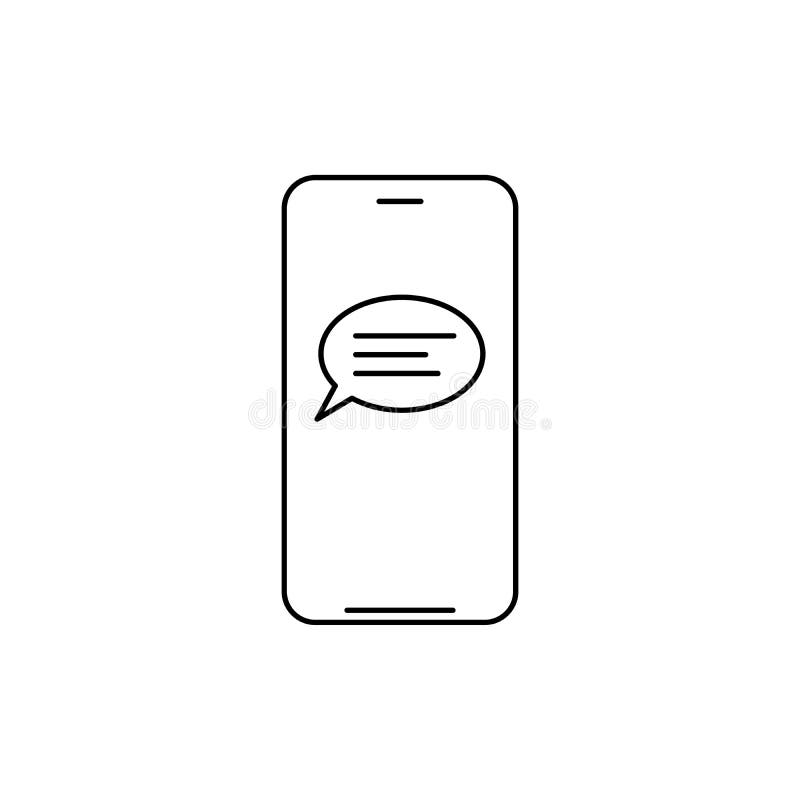 Mobile phone chat message line icon. linear style sign for mobile concept and web design. Smartphone and speech bubble outline royalty free illustration Mobile phone chat message line icon. linear style sign for mobile concept and web design. Smartphone and speech bubble outline royalty free illustration