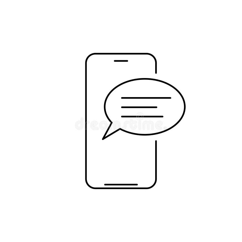 Mobile phone chat message line icon. linear style sign for mobile concept and web design. Smartphone and speech bubble outline vector illustration Mobile phone chat message line icon. linear style sign for mobile concept and web design. Smartphone and speech bubble outline vector illustration