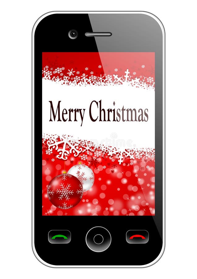 Mobile phone with christmas background